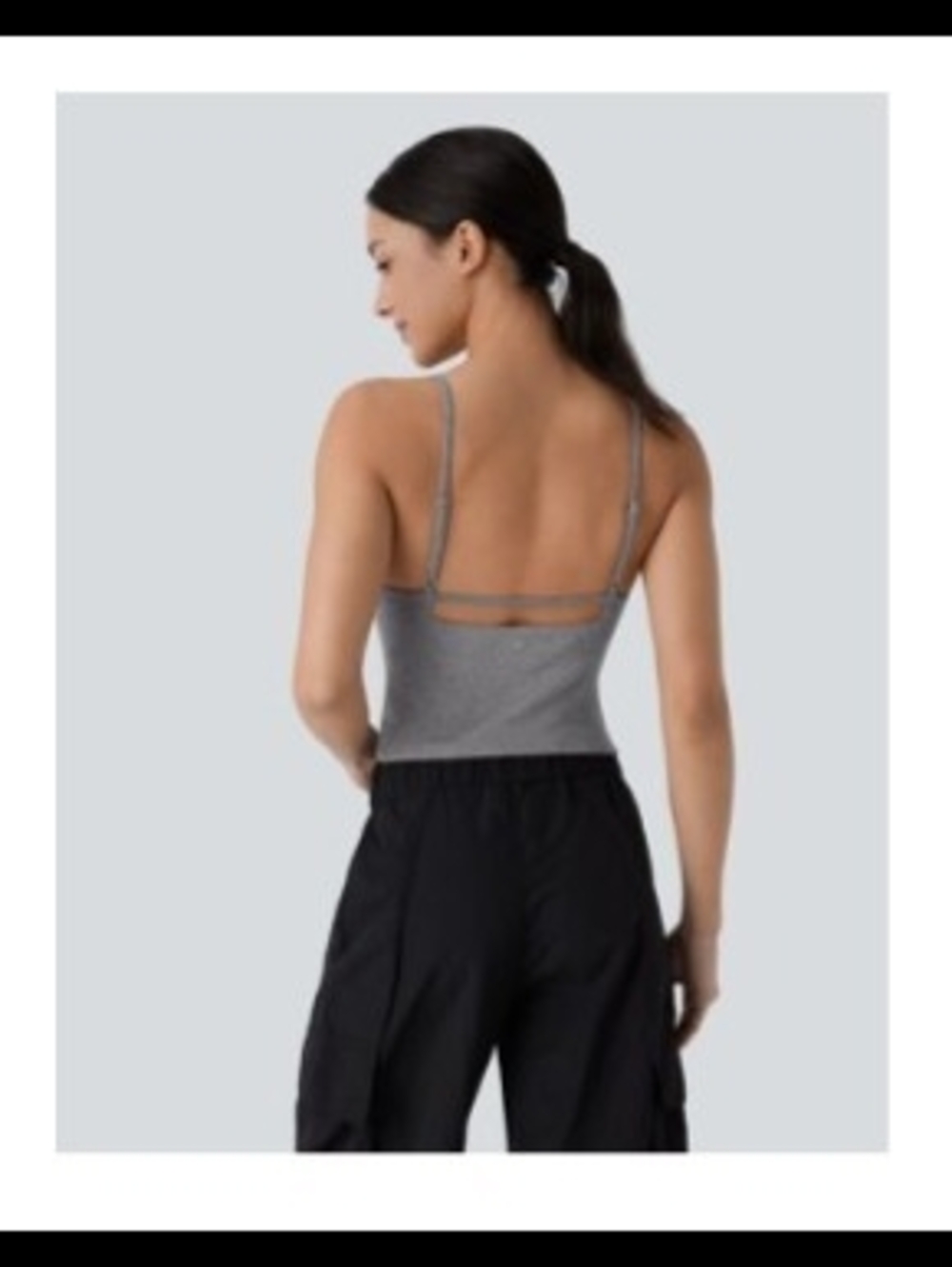HALARA Gray Ribbed Cropped Tank Top